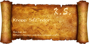 Knopp Sándor névjegykártya