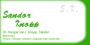 sandor knopp business card